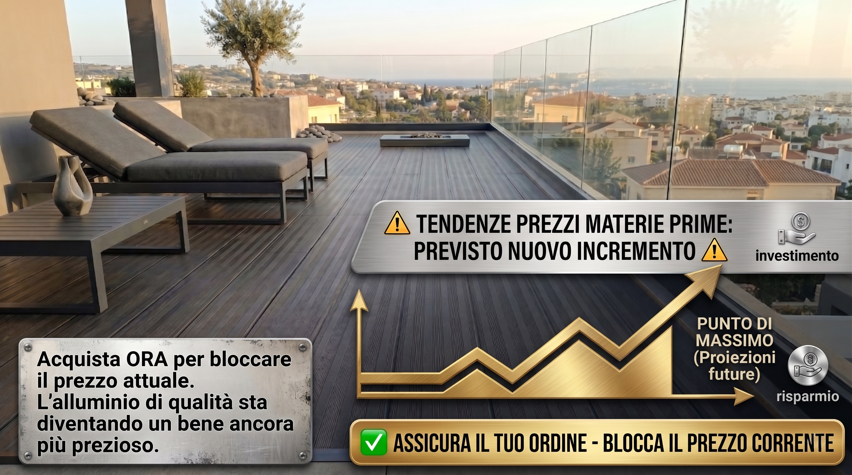 pavimento in alluminio per esterni terrazzo giardino