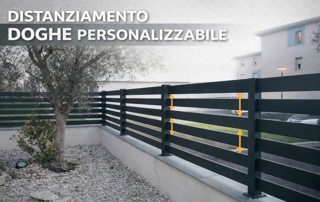 Distanziamento personalizzato tra le doghe nelle recinzioni in alluminio: privacy, estetica e libertà di progetto
