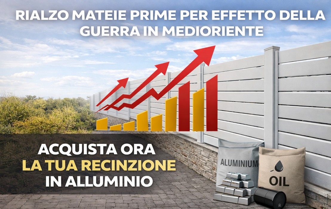 Rincaro delle materie prime: acquista ora la tua recinzione in alluminio e blocca il prezzo